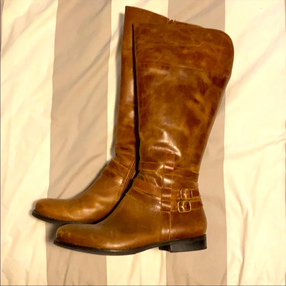 Leather boots 8 1/2, wide calf